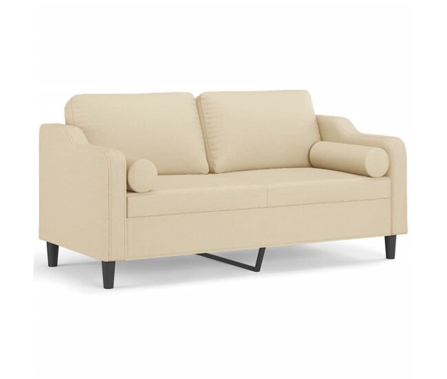 Vidaxl sofá 2 lugares + almofadas decorativas 140 cm tecido cor creme