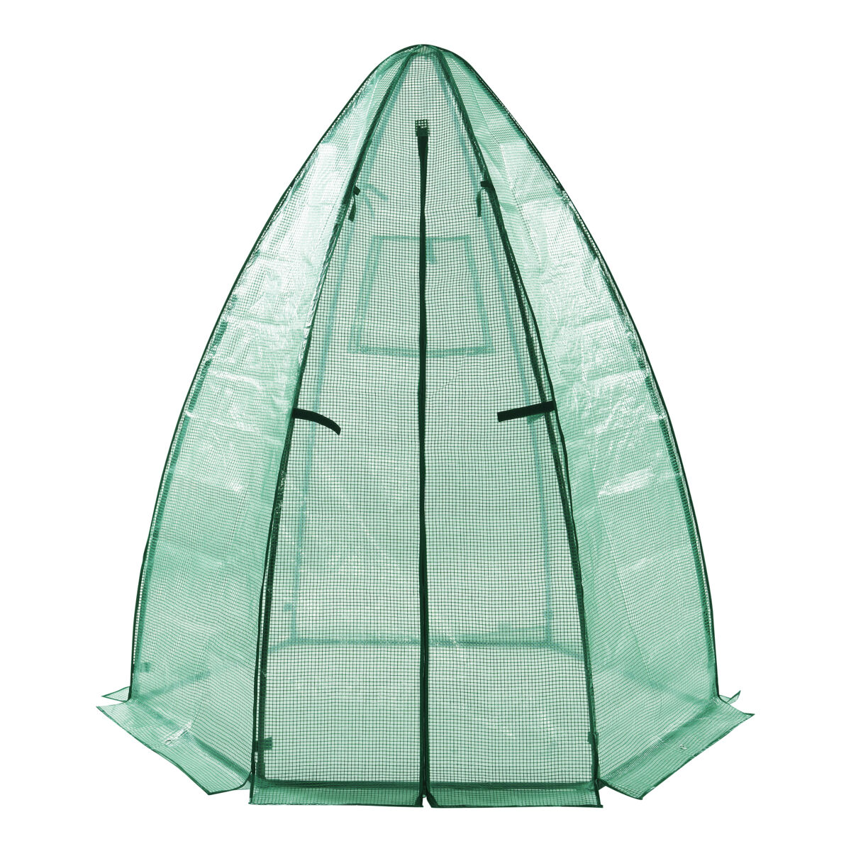 Estufa exterior de alumínio hunze com grelha de aço e cobertura pe 183 x ø 160 cm - verde [en.casa]