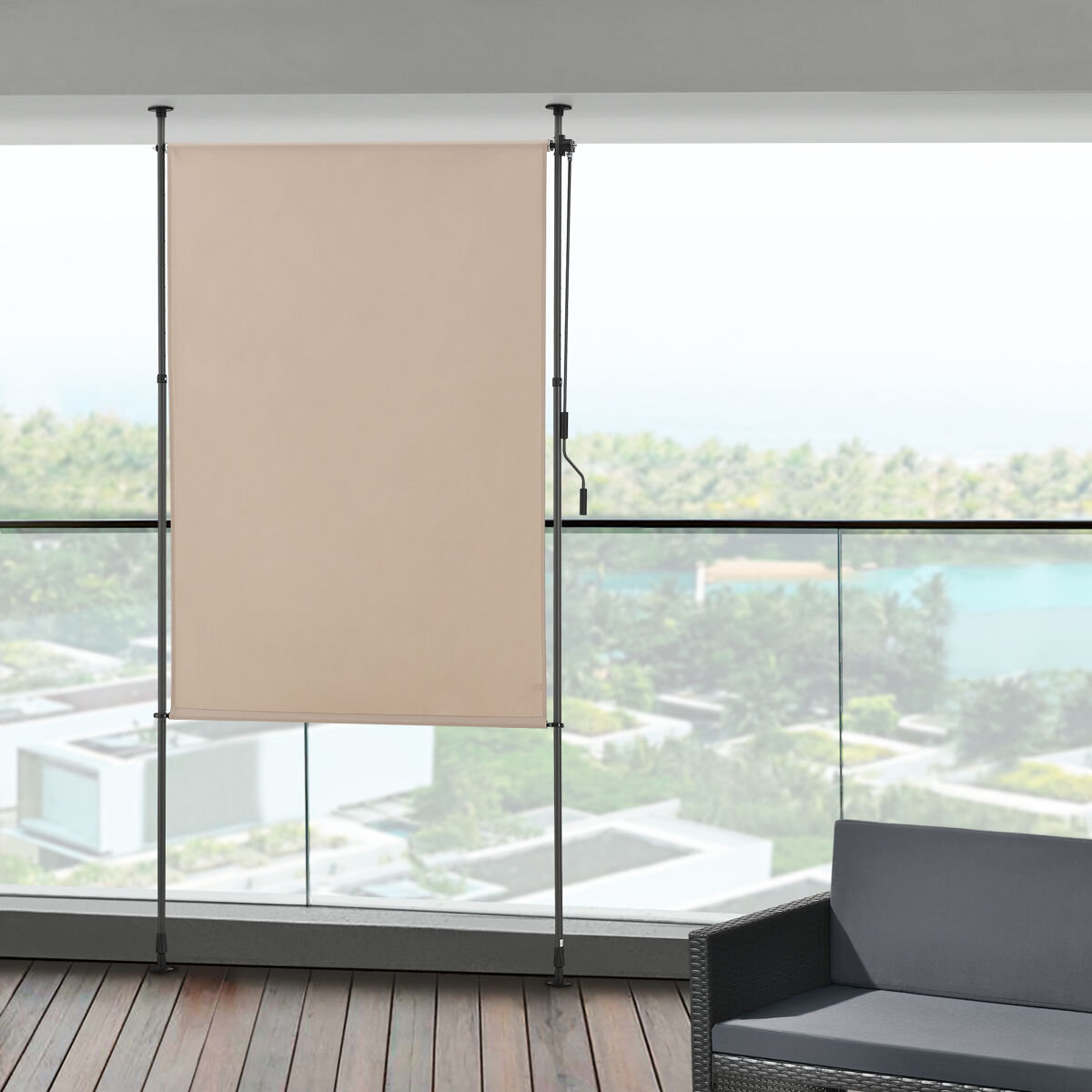 Estore exterior Cimarra em poliéster 120 x 270 x 310 cm cor de areia ...
