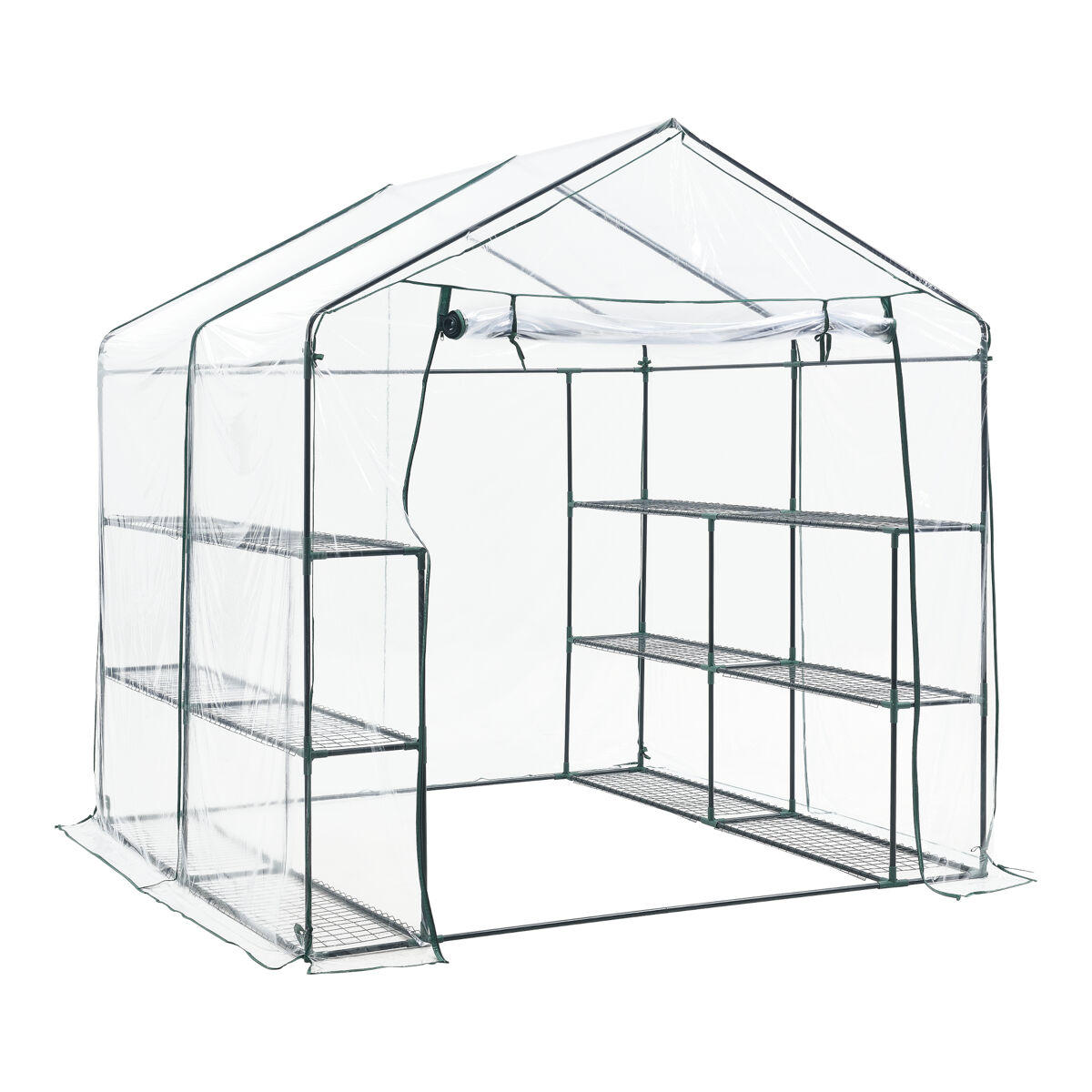 Estufa de jardim grünau acier pvc 200x200x220 cm transparente [en.casa]