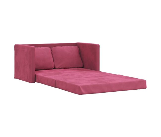 Vidaxl sofá-cama sem pés 122x204x55 cm veludo vermelho tinto