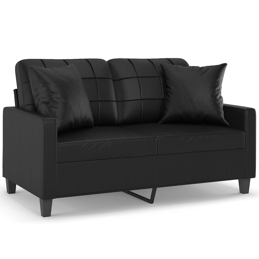 Vidaxl sofá 2 lugares + almofadas decorativas 120cm couro artif. noir