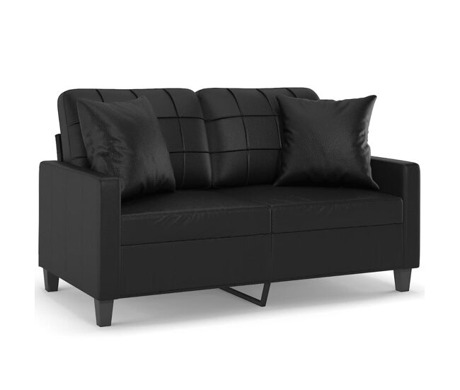 Vidaxl sofá 2 lugares + almofadas decorativas 120cm couro artif. noir