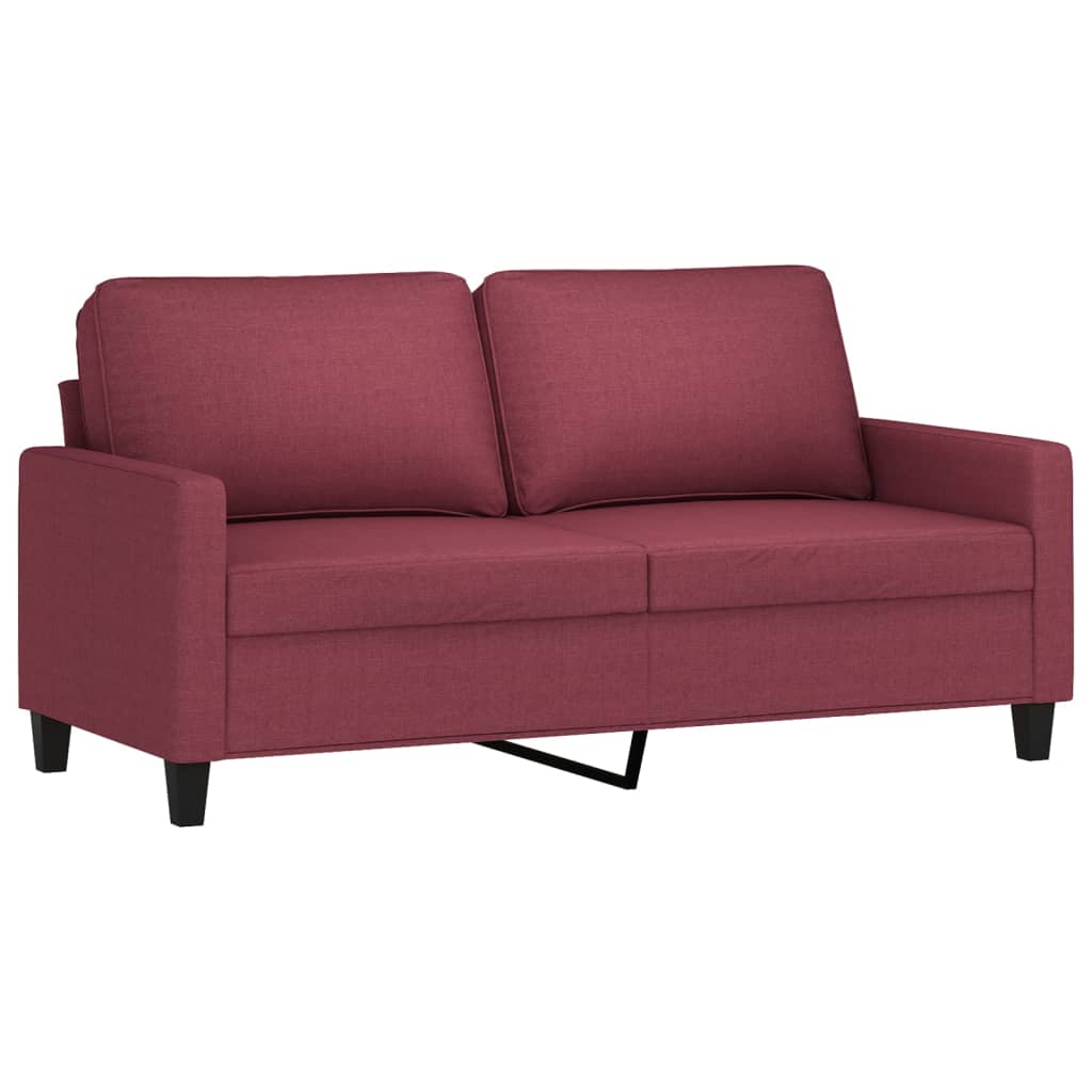 Vidaxl sofá de 2 lugares tecido 140 cm vermelho tinto