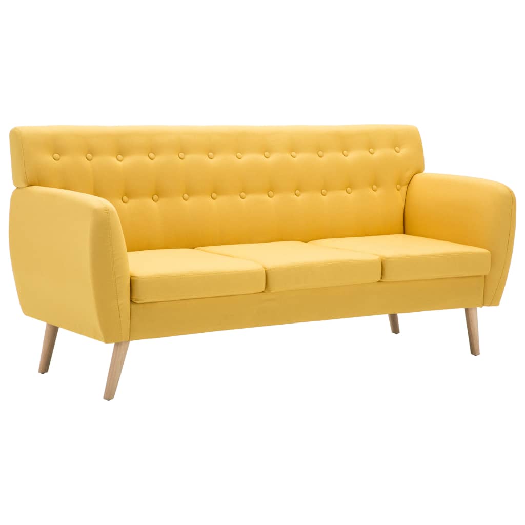 Vidaxl sofá de 3 lugares estofos de tecido 172x70x82 cm amarelo
