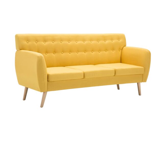 Vidaxl sofá de 3 lugares estofos de tecido 172x70x82 cm amarelo