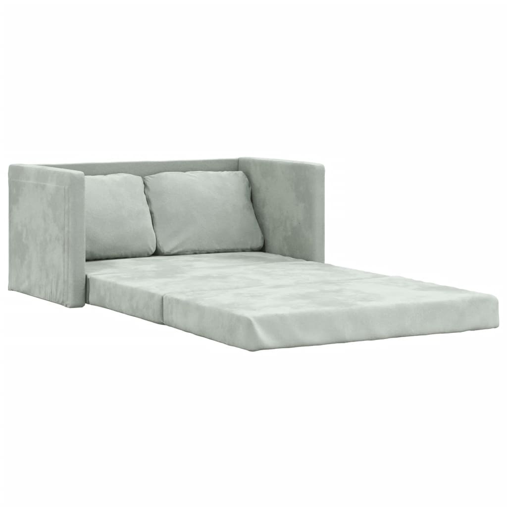 Vidaxl sofá-cama sem pés 122x204x55 cm veludo cinzento-claro