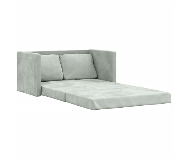 Vidaxl sofá-cama sem pés 122x204x55 cm veludo cinzento-claro