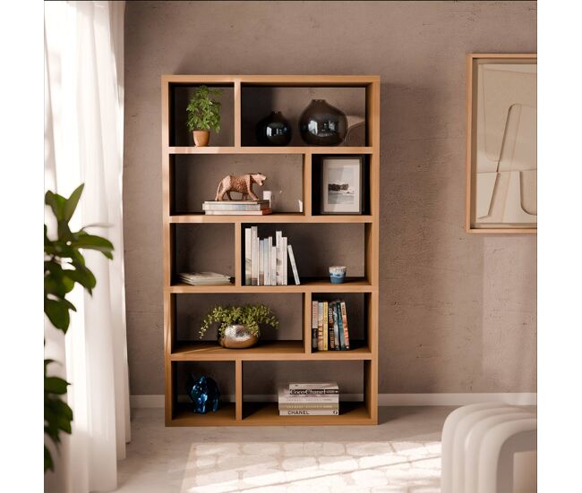 Estante assimétrica de 5 níveis com 10 compartimentos, basiks, manguier, 111.2x39x190 cm