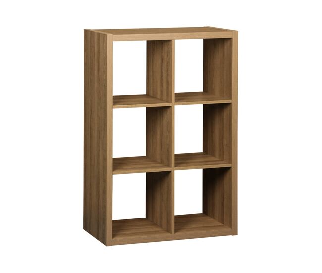 Étagère de 2 níveis com 6 compartimentos, basiks, manguier, 111.2x39x76 cm