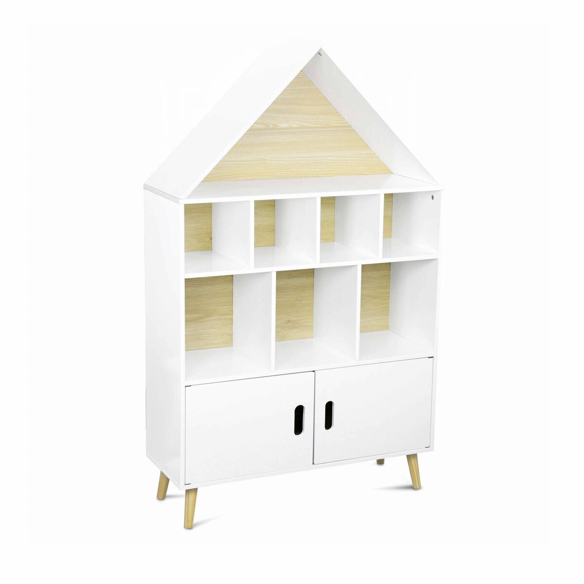 Étagère para enfants de madeira com 8 compartimentos, tobias, blanc, 80.5x30x133 cm