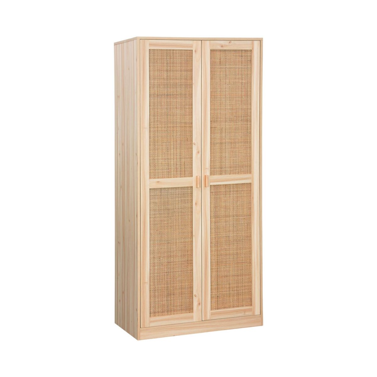 Roupeiro de 2 portas com efeito cana e madeira, camargue, 80x48x180 cm