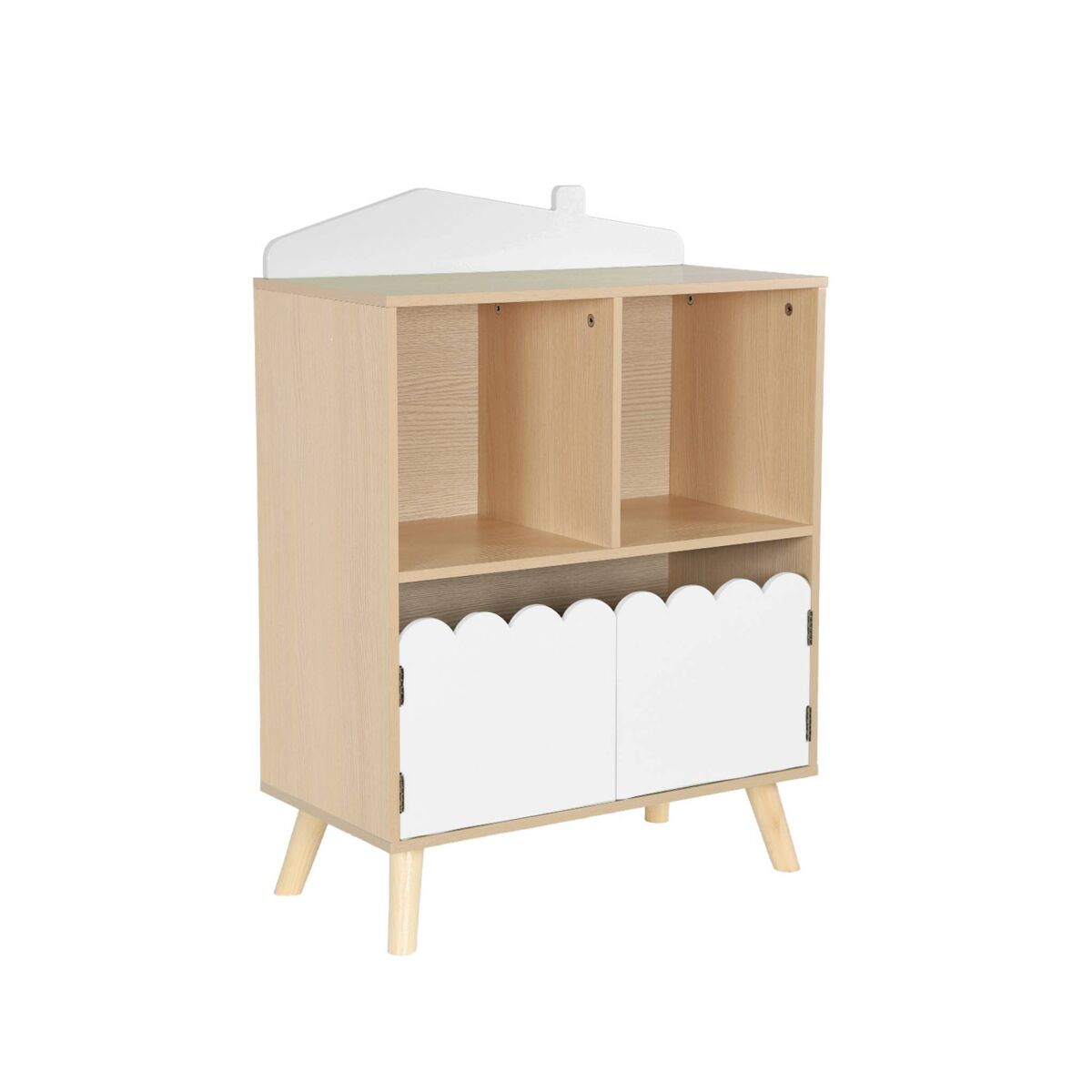 Étagère de 2 étagères e 2 portas para enfants, azur, blanc, 60x30x82 cm