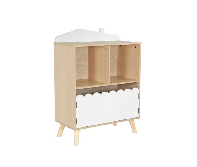 Étagère de 2 étagères e 2 portas para enfants, azur, blanc, 60x30x82 cm