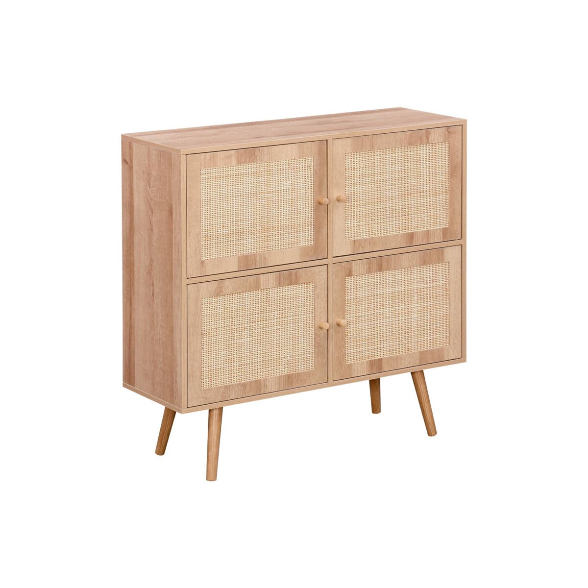 Cómoda para crianças com efeito de madeira, 4 portas, boheme kids, natural, 80x30x80 cm