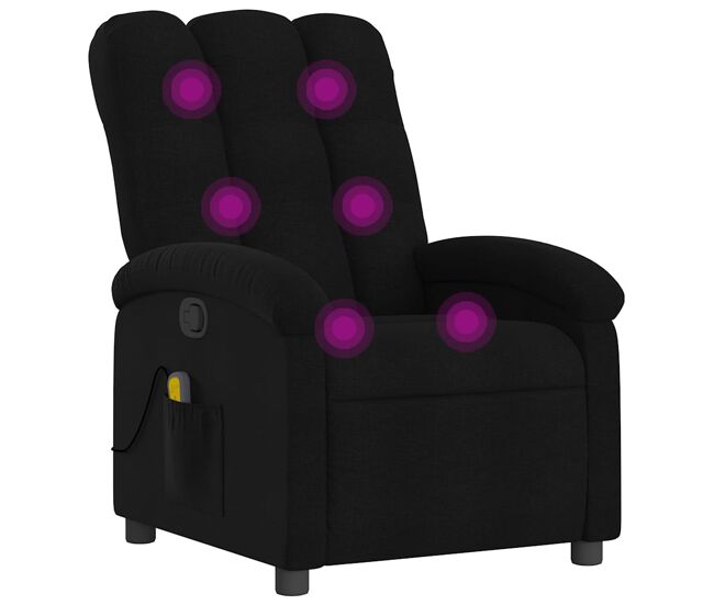 Vidaxl poltrona de massagens reclinável tecido preto