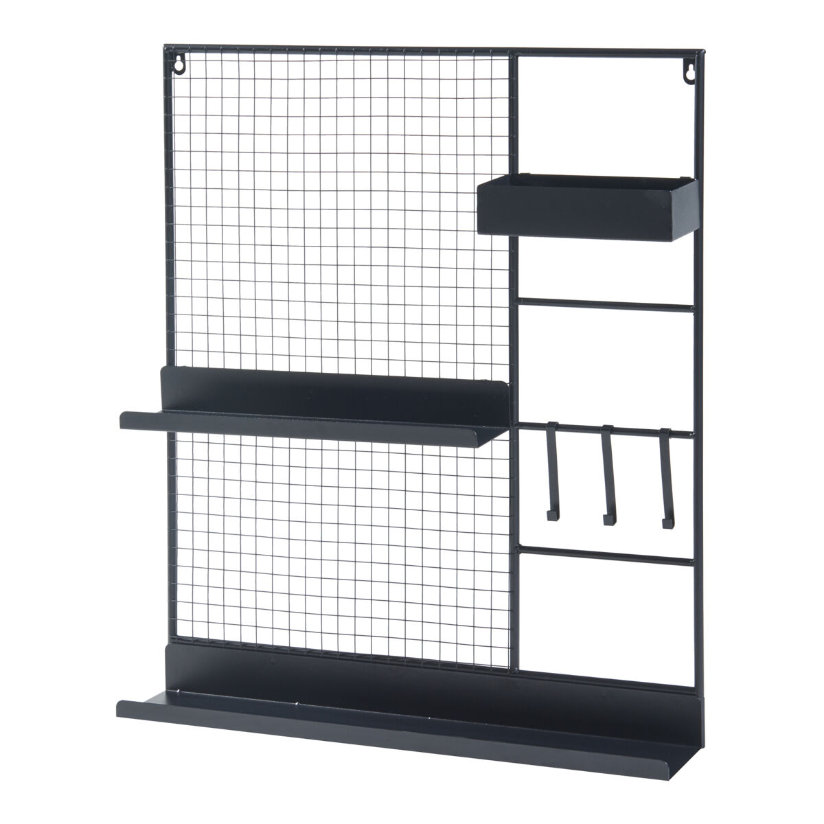 Painel de grelha westre com étagères metálicas 70x60x11cm - noir [en.casa]