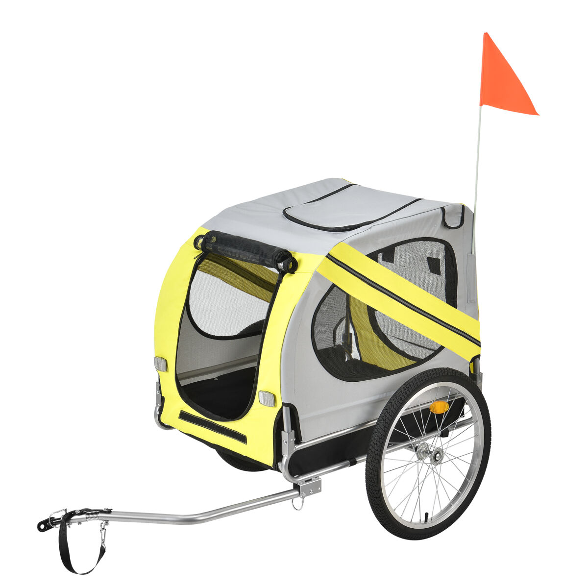 Atrelado para bicicletas para animais de estimação 138 x 71 x 90 cm até 26 kg amarelo preto [pro.tec]