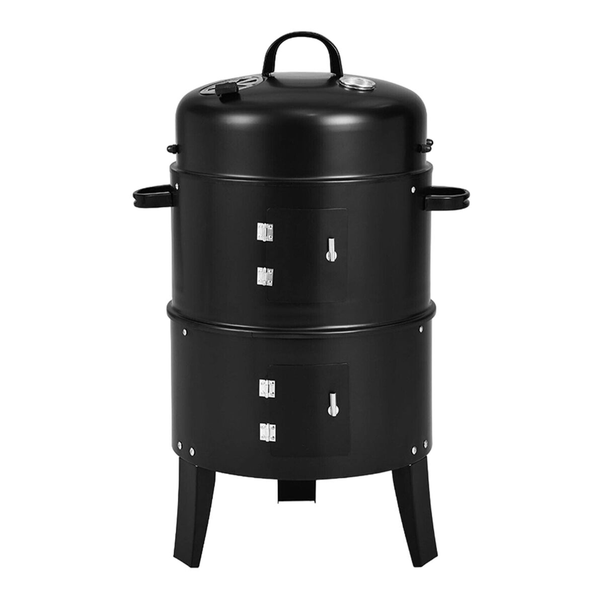 Well home - fumador de churrasco com 2 grelhadores e termômetro