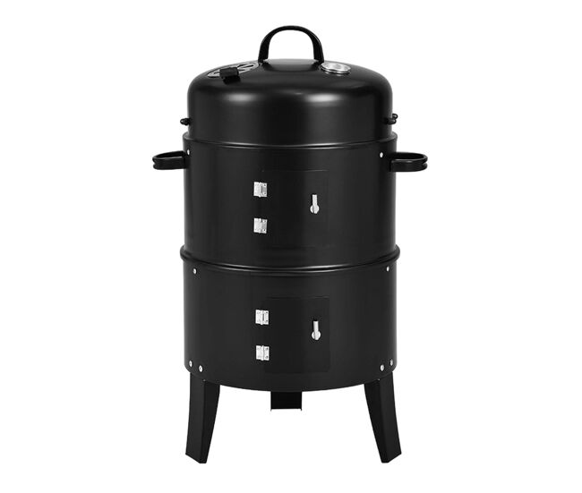 Well home - fumador de churrasco com 2 grelhadores e termômetro