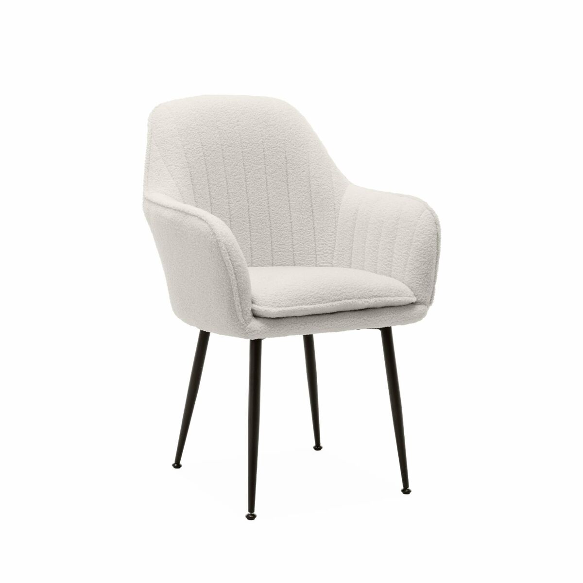 Cadeirão encaracolado com pernas de metal, shella boucle, boucle branco, 57x59x84.5 cm