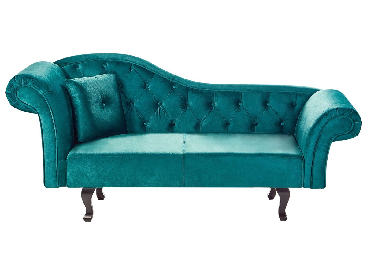 Beliani Chaise longue à esquerda Veludo LATTES Verde
