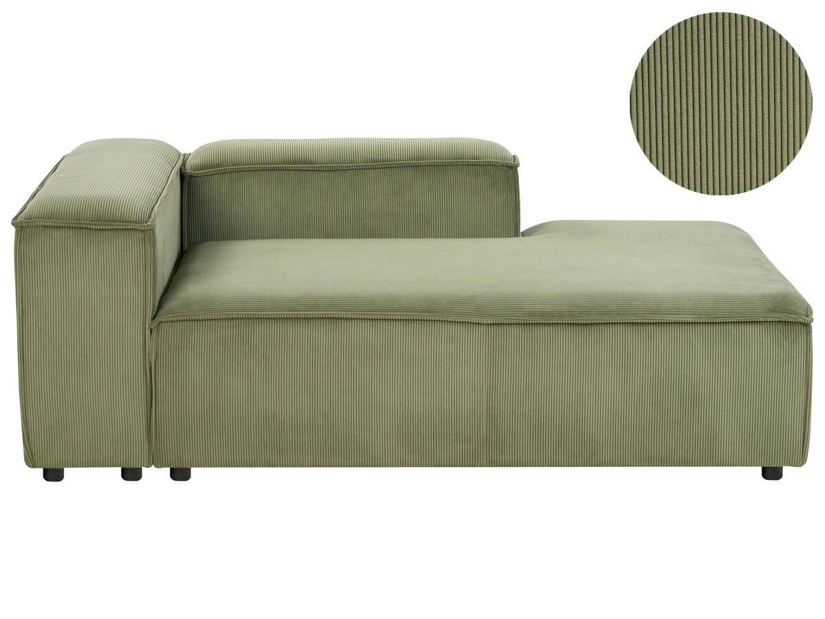 Beliani Chaise longue à esquerda Bombazine ARDAL Verde