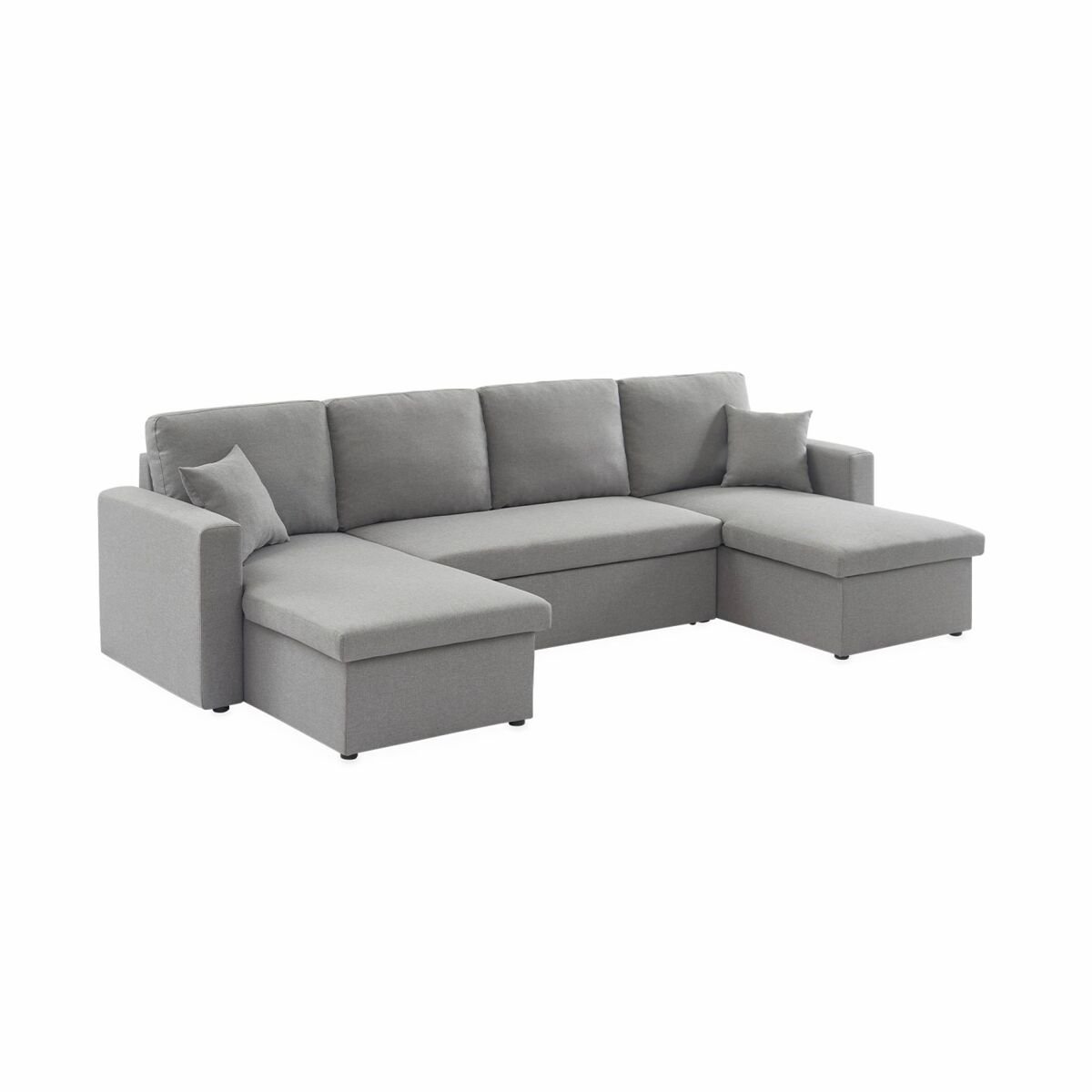Sofá-cama panorâmico em tecido de 4 lugares, urban, gris claro, 281x142x86 cm