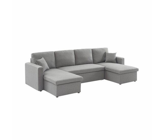 Sofá-cama panorâmico em tecido de 4 lugares, urban, gris claro, 281x142x86 cm