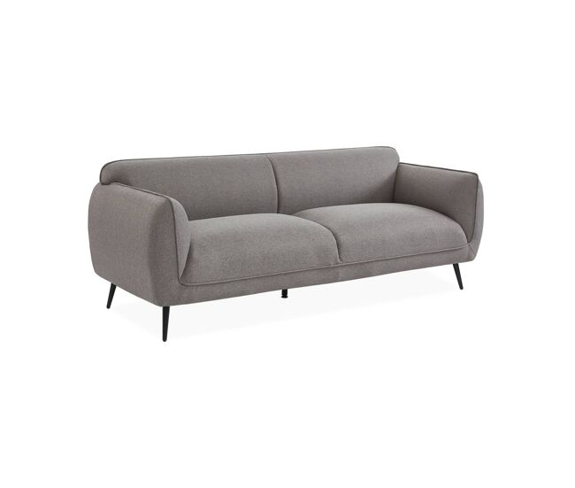 Sofá em tecido com pernas metálicas de 3 lugares, soft, gris claro, 205x82.3x76.3 cm