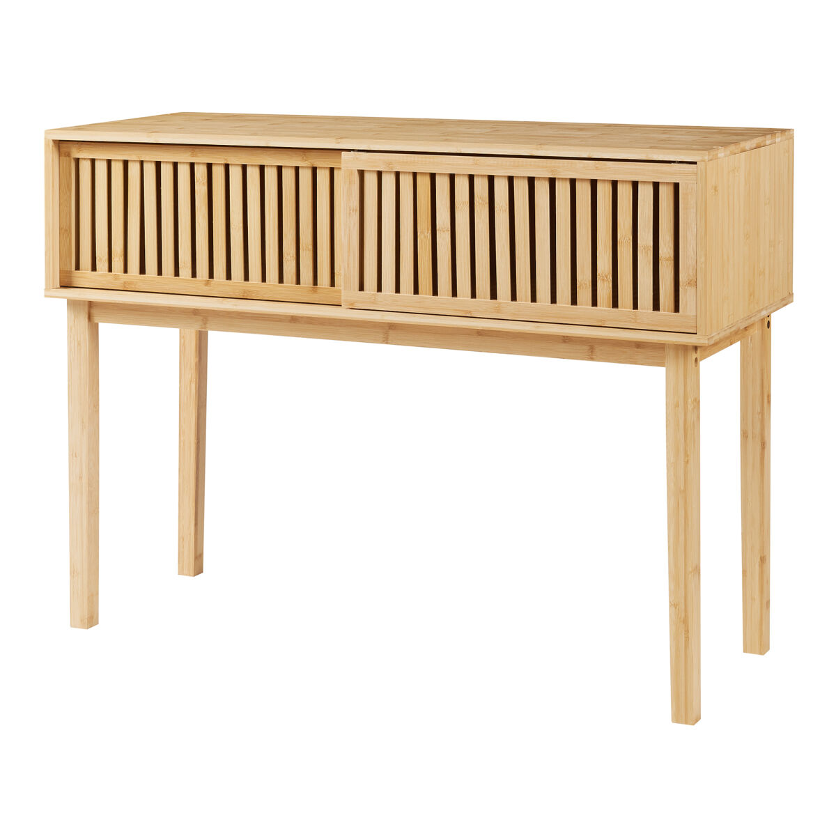 Mesa de consola ørland com portas de bambu 110x39x81 cm - natural [en.casa]
