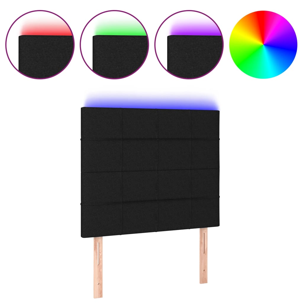 Vidaxl cabeceira cama c/ led tecido 80x5x118/128 cm preto