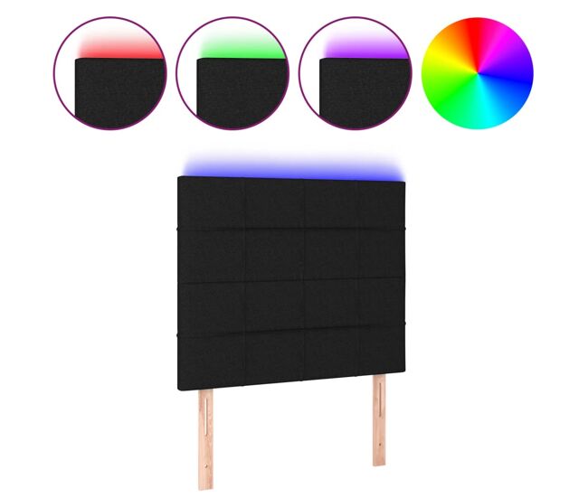 Vidaxl cabeceira cama c/ led tecido 80x5x118/128 cm preto