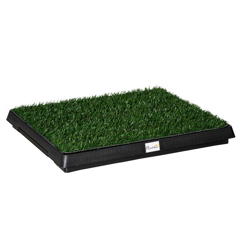 Pawhut sanita para cães com relva artificial e bandeja sanita interior para animais de estimação com bandeja lavável 51x63x6 cm verde