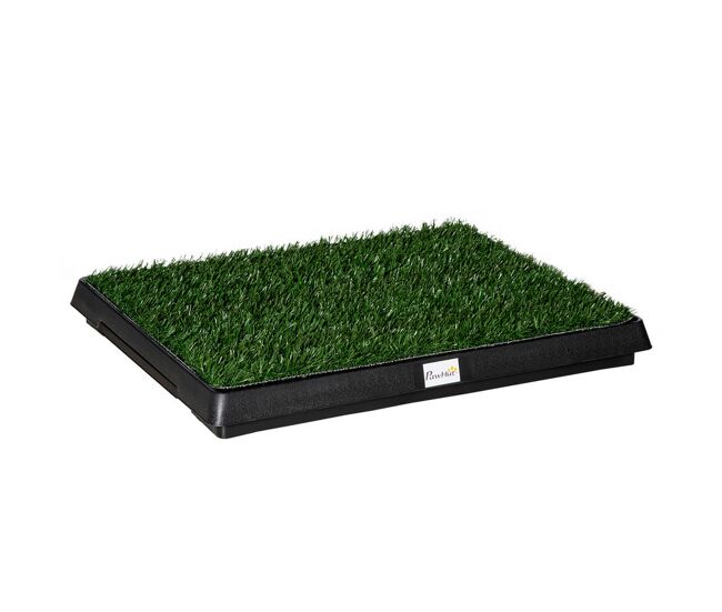 Pawhut sanita para cães com relva artificial e bandeja sanita interior para animais de estimação com bandeja lavável 51x63x6 cm verde