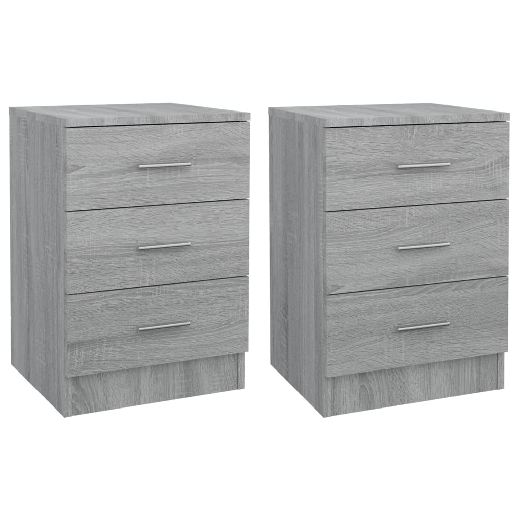 Vidaxl mesa cabeceira 2pcs 38x35x56cm derivado madeira cinzento sonoma