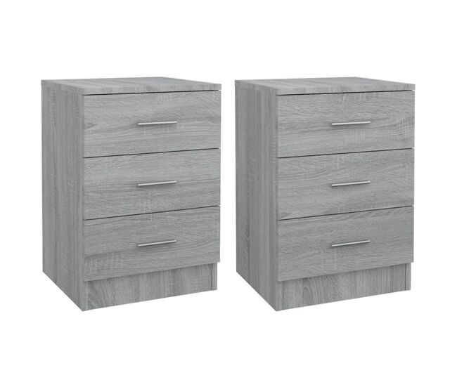 Vidaxl mesa cabeceira 2pcs 38x35x56cm derivado madeira cinzento sonoma