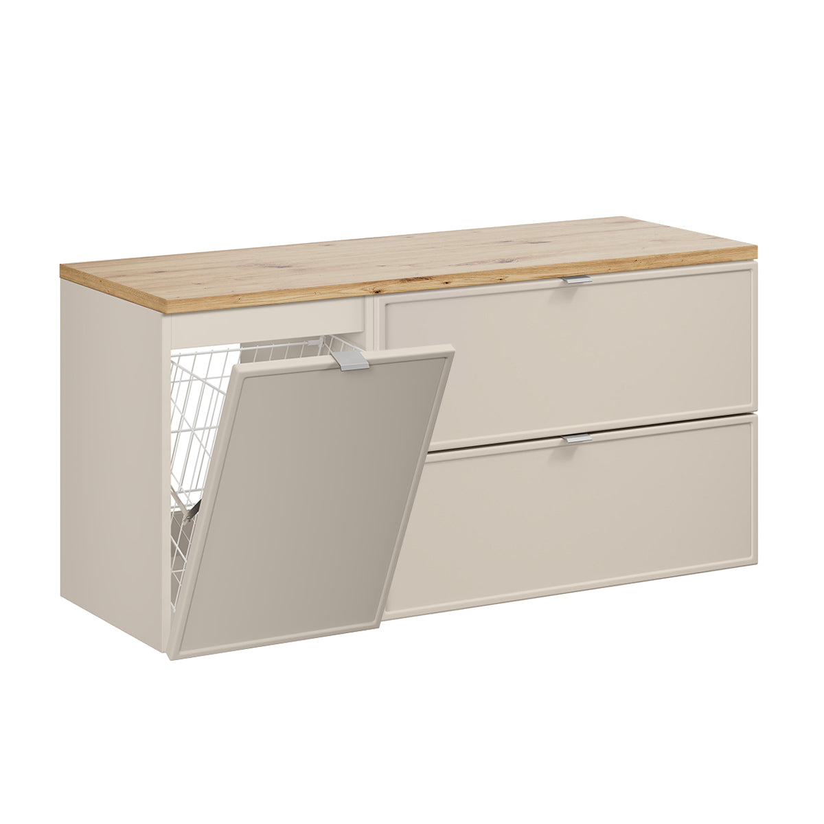 Móvel sob-lavatório 120cm cesto roupa alba caxemira
