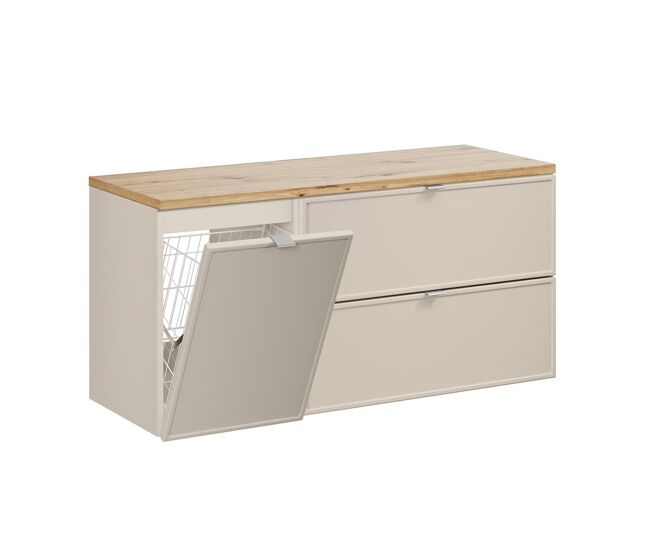 Móvel sob-lavatório 120cm cesto roupa alba caxemira