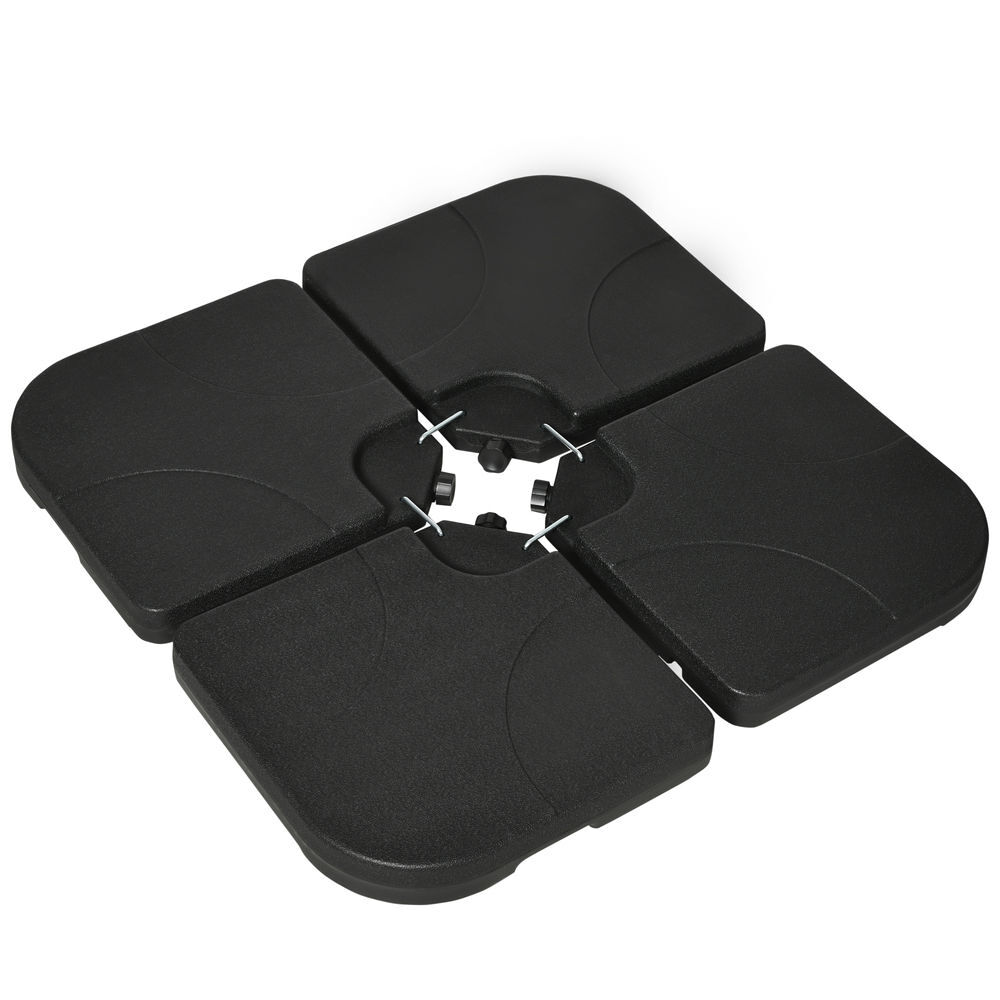 Outsunny conjunto de pesos para base de chapéu de sol de 4 peças base para chapéu de sol quadrada preenchível com 15 litros de água ou 19,5 kg de