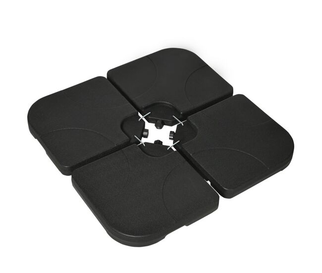 Outsunny conjunto de pesos para base de chapéu de sol de 4 peças base para chapéu de sol quadrada preenchível com 15 litros de água ou 19,5 kg de