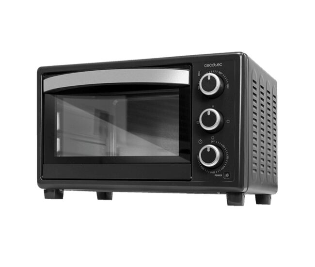 Cecotec mini-forno elétrico multifunções, 23 litros de capacidade e porta com vidro duplo.