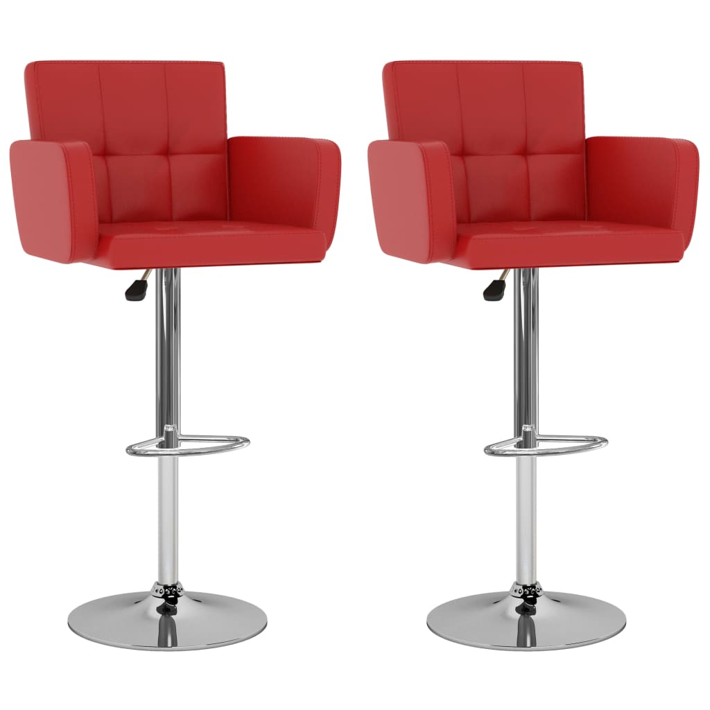 Vidaxl bancos de bar 2 pcs couro artificial vermelho