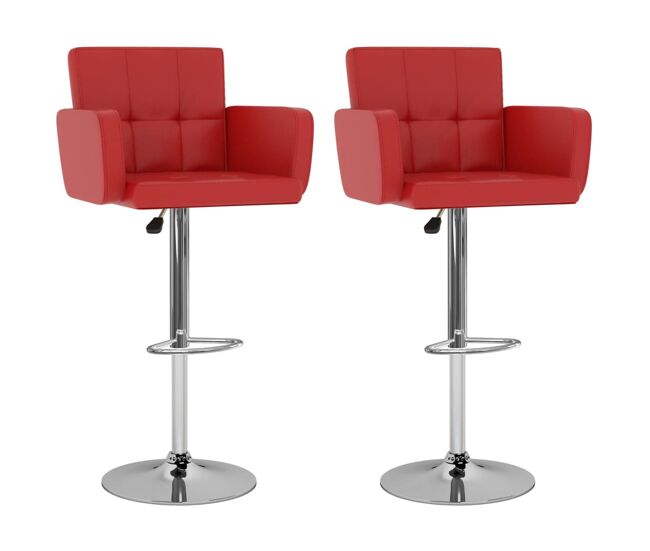 Vidaxl bancos de bar 2 pcs couro artificial vermelho