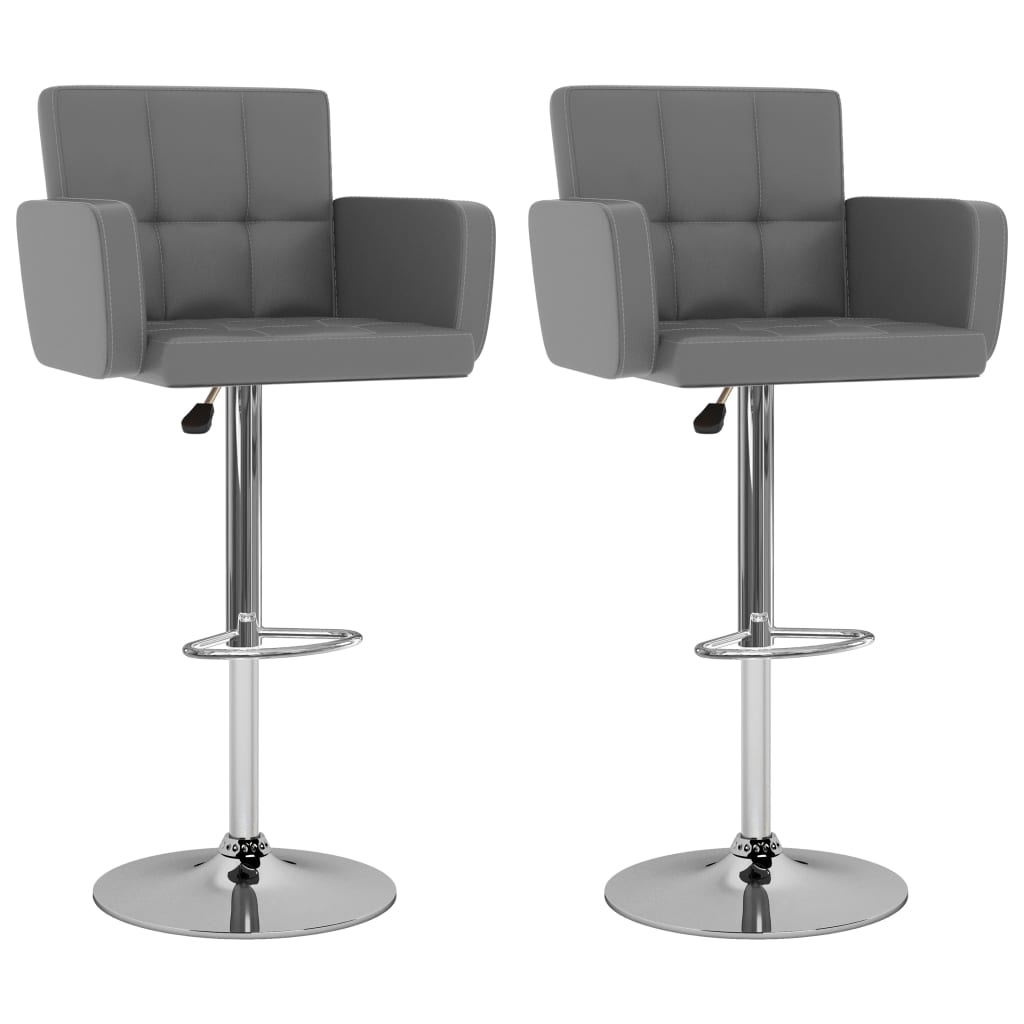 Vidaxl bancos de bar 2 pcs couro artificial cinzento