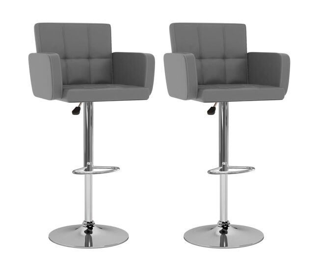 Vidaxl bancos de bar 2 pcs couro artificial cinzento