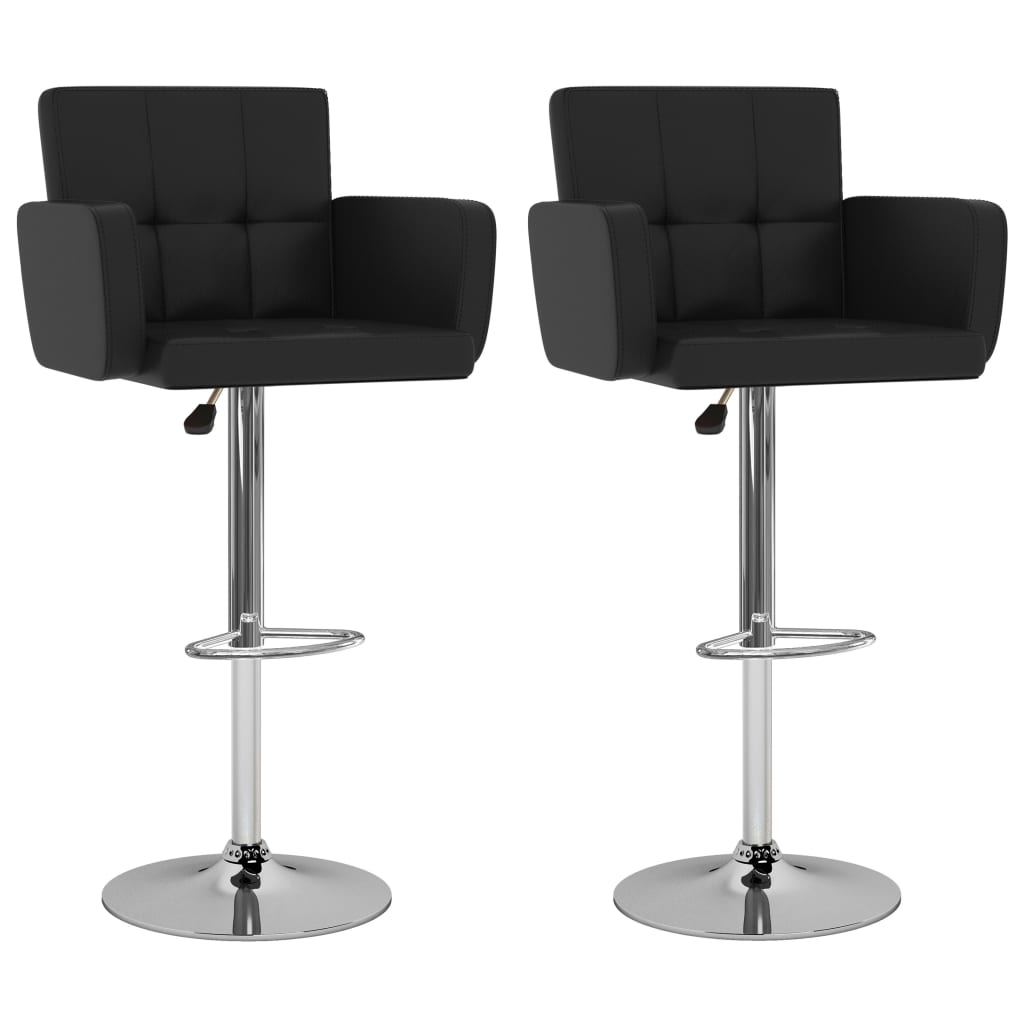 Vidaxl bancos de bar 2 pcs couro artificial preto