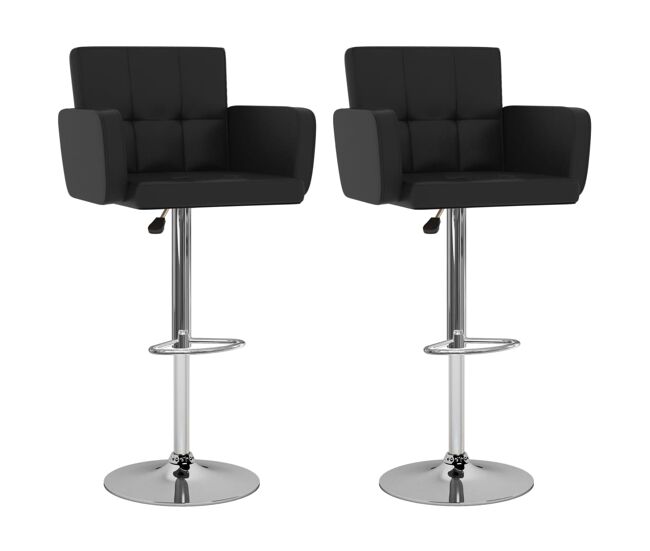 Vidaxl bancos de bar 2 pcs couro artificial preto