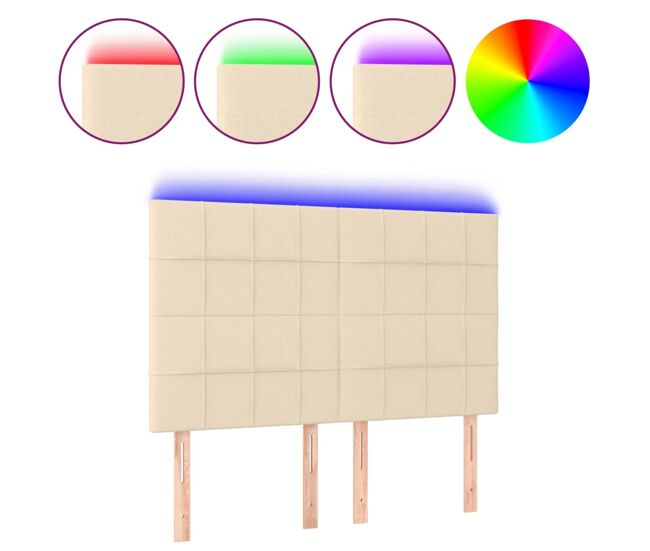 Vidaxl cabeceira cama c/ led tecido 144x5x118/128 cm crème
