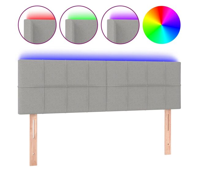 Vidaxl cabeceira de cama c/ luzes led tecido 144x5x78/88cm cinza-claro